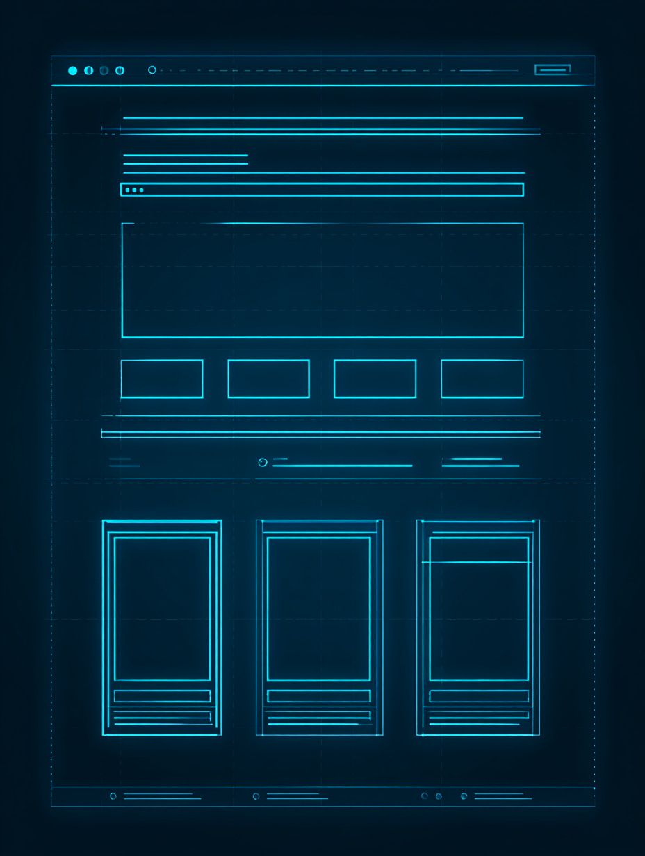 Blueprint-style website wireframe