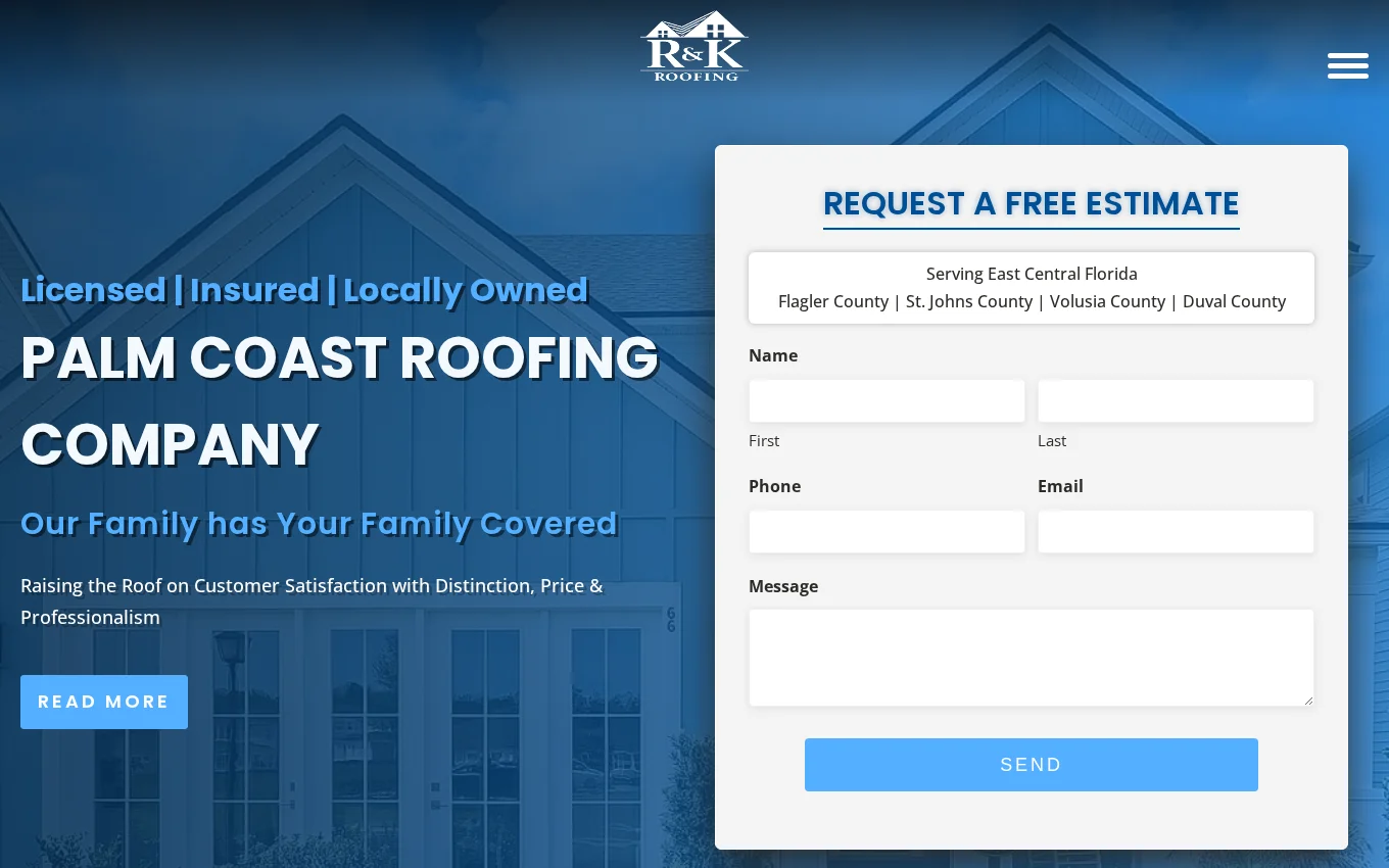 RK Roofing website by Wandzilak Web Design