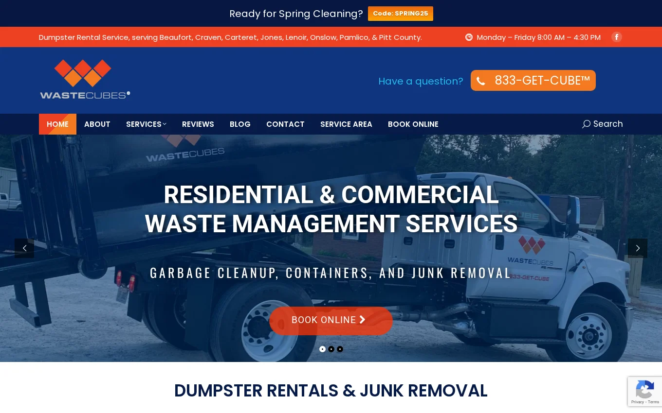 Waste Cubes website by Wandzilak Web Design